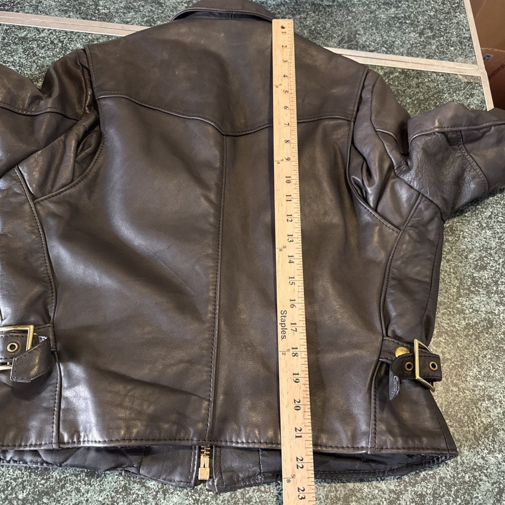 Vintage Natel Women's Size 8 Black Heavy Leather Motorcycle Jacket Made in USA - Picture 14 of 16